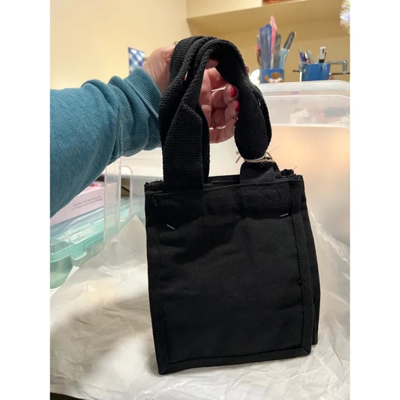 (2) Rae Dunn Small Canvas Black Hocus Pocus Tote Bag NWT - Picture 2 of 6